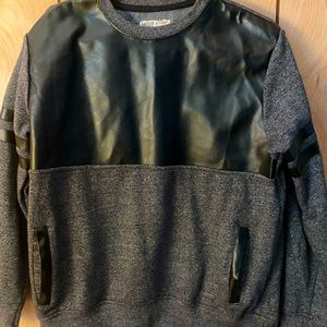 Leather chest Mens black and grey Sweater